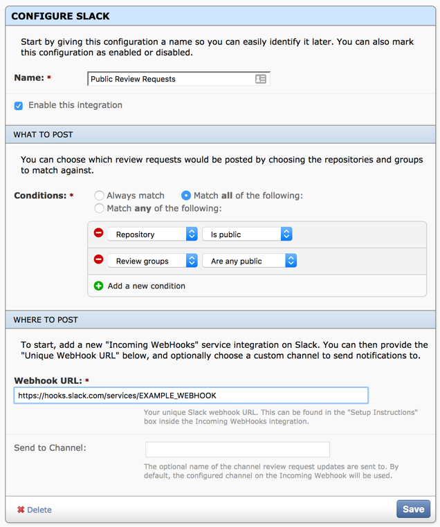 Example Integration Configuration