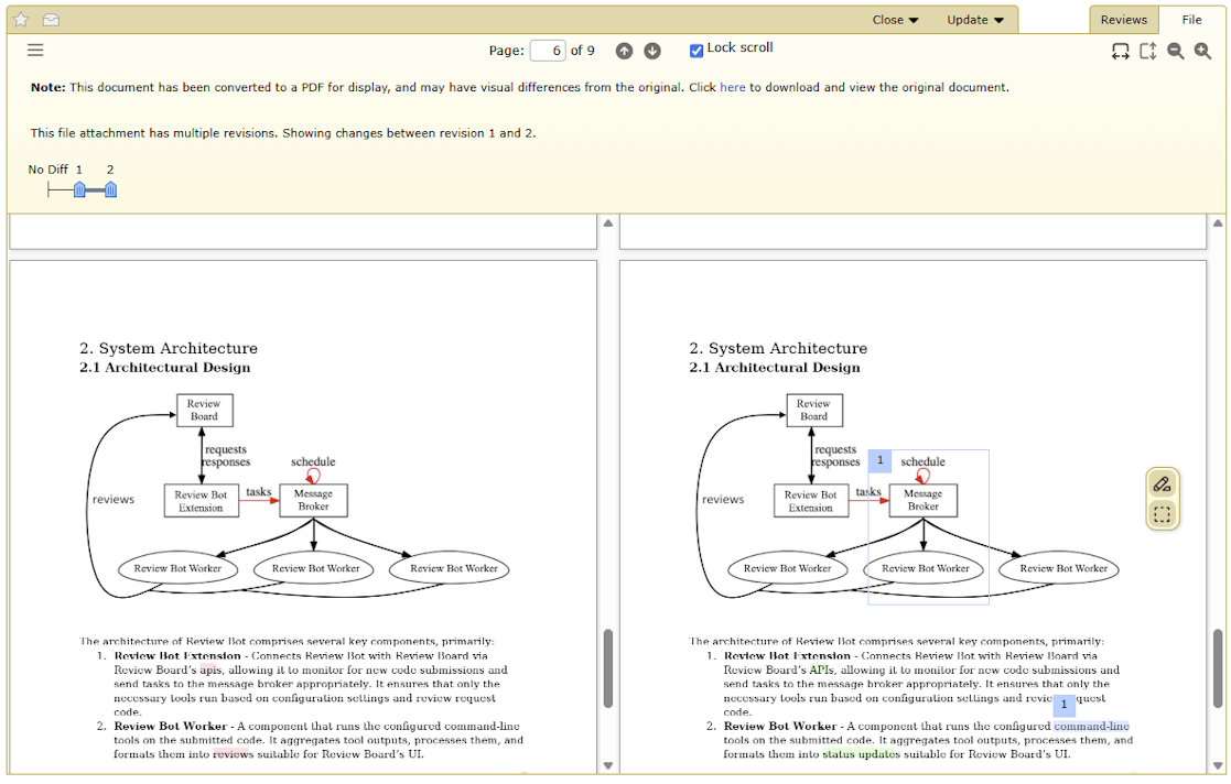 Screenshot of a document being reviewed